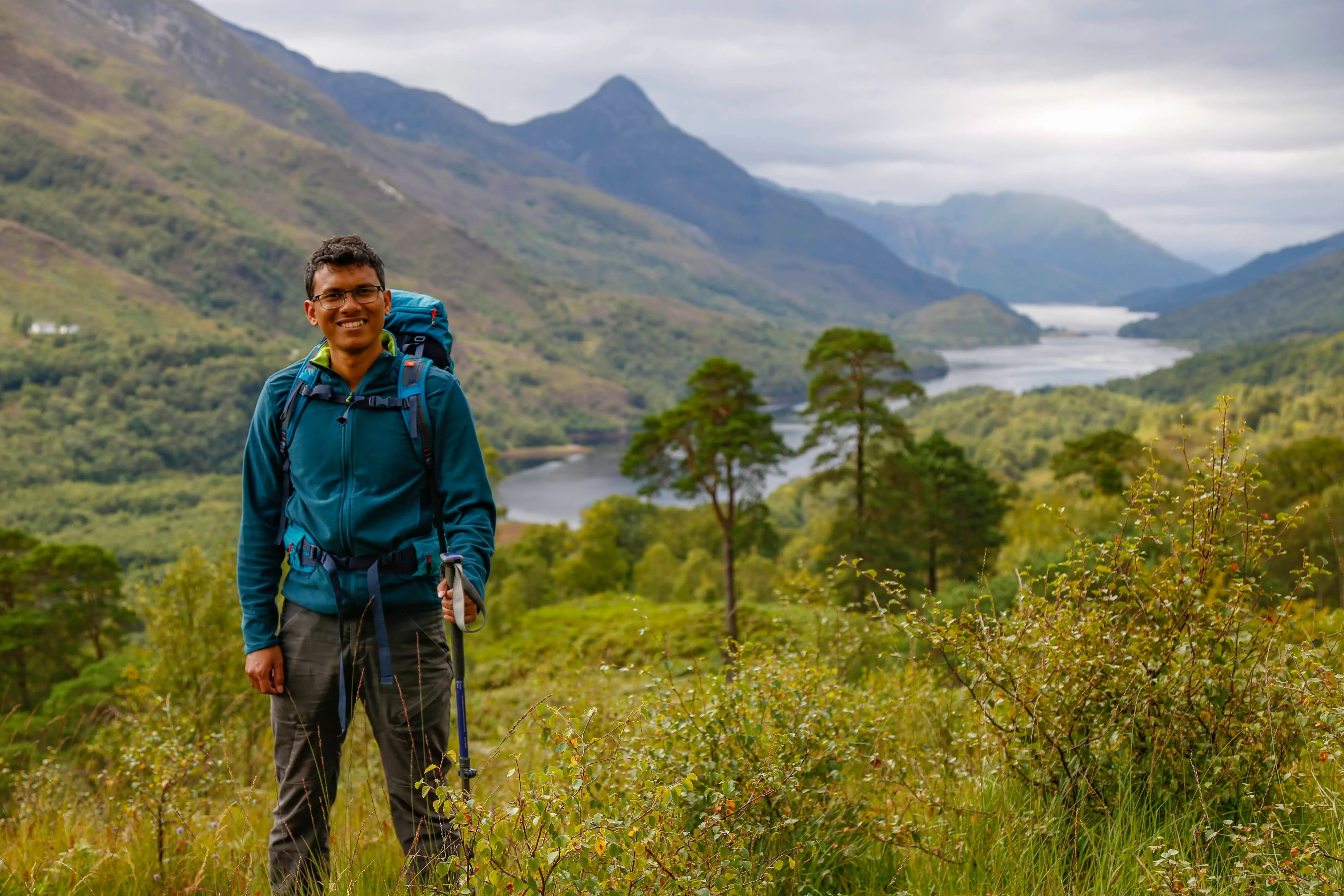 Samiul hiking in Scotland